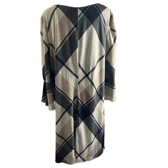 NWOT Sandra Darren Plaid (tan/black)Shift Dress - XL - Picture 2 of 7